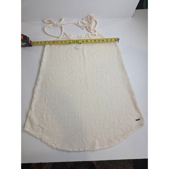 Roxy Crochet Tank Dress Swim Cover-Up Adjustable Straps Large Cream - Picture 3 of 6